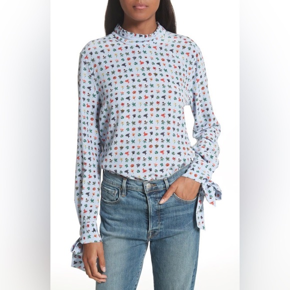 Equipment Femme Floral Garden Silk Tie Cuff Blouse - Picture 3 of 11